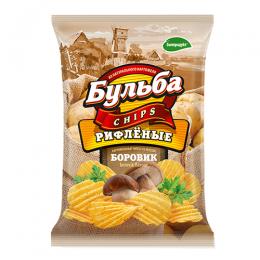 Чіпси з натуральної картоплі "Бульба" зі смаком боровиків (рифлені) 0.75 гр.