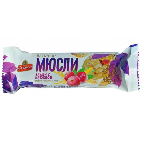 Батончик-мюслі "Злаки з журавлиною" 35 г