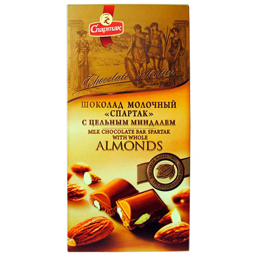 Шоколад "МОЛОЧНИЙ З ЦІЛІСНІМ МІГДАЛЕМ" 90 г