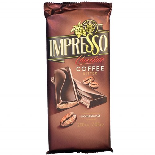 Шоколад гіркий "Impresso" з кавовою начинкою 200 г